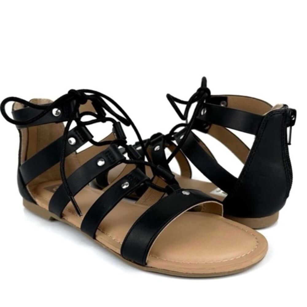 DV Girls Sandal 4 Strappy Gladiator Summer Lightweight School Casual Black Curse